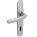 Door handle with plate, 195 mm distance between centres, key L, mirror-chromed
