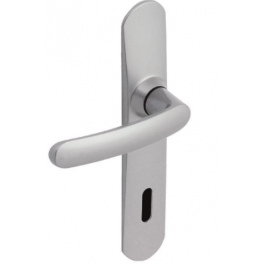 Door handle with plate, 195 mm distance between centres, key L, mirror-chromed - Vachette - Référence fabricant : 71534
