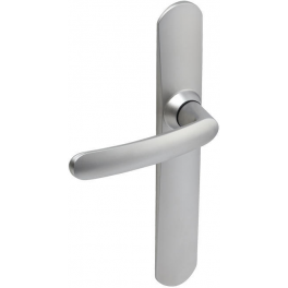 Door handle with plate, 195 mm distance between centres, cane spout, mirror-chromed - Vachette - Référence fabricant : 71529