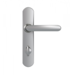 Door handles with locking plate, 195 mm distance between centres, mirror-chromed - Vachette - Référence fabricant : 71536