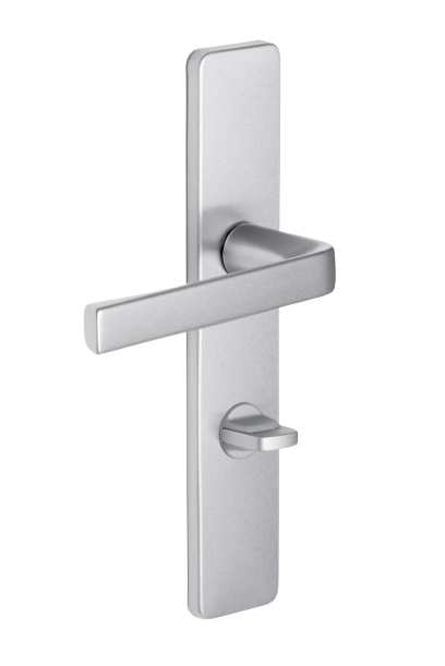 Locking door handle Kasa with silver plate, distance between centres 195 mm