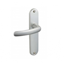 Budget door handle with silver plate, distance between centres 165 mm, cane spout - Vachette - Référence fabricant : 73118