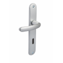 Budget door handle with silver plate, distance between centres 165 mm, key I 