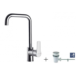 Single lever basin mixer with pop-up waste, Titanium - Ramon Soler - Référence fabricant : 1811VA9065