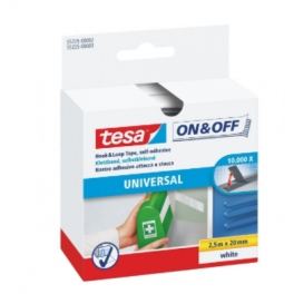 ON & OFF scratch tape, white, 2.5m x 20 mm - TESA - Référence fabricant : 470930