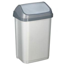 Waste bin with tilting lid 25 litres, 45x33x20 cm, grey - ALUMINIUM ET PLASTIQUE - Référence fabricant : 467365