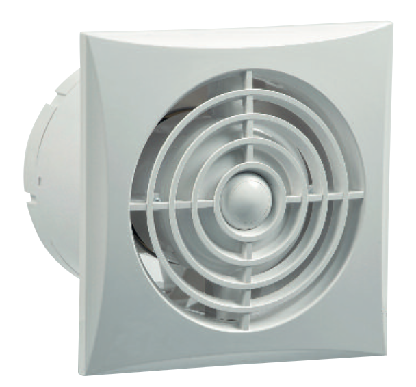 Extra flat wall mounted extractor, silent, 100mm standard 102m3/h