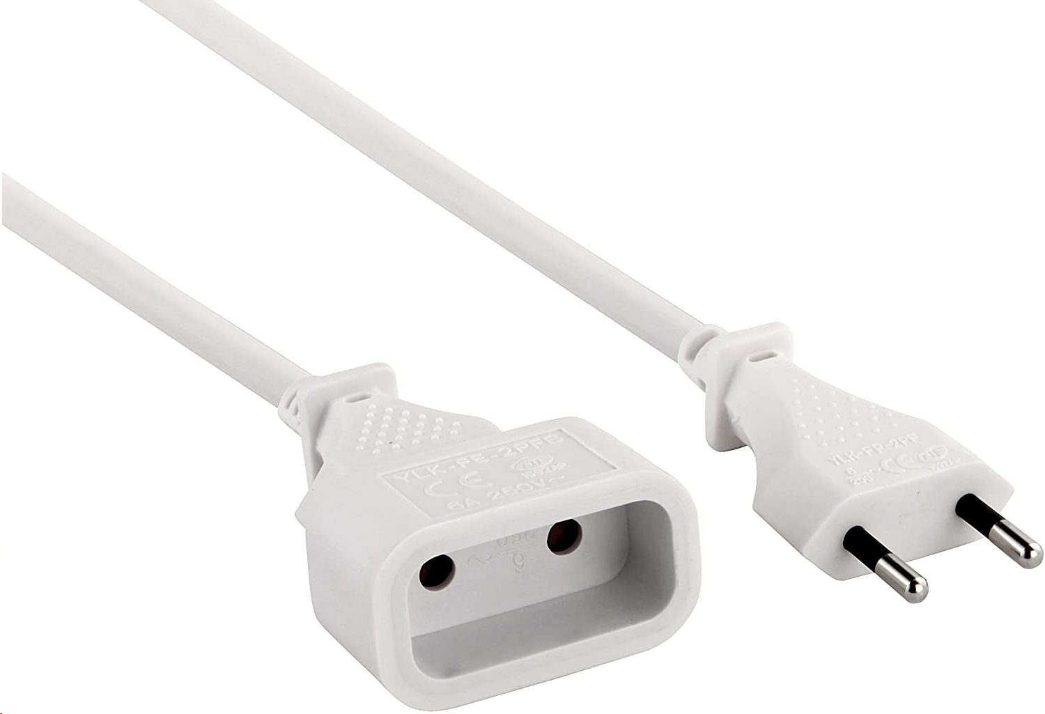 Extension cord 6A white, 2m