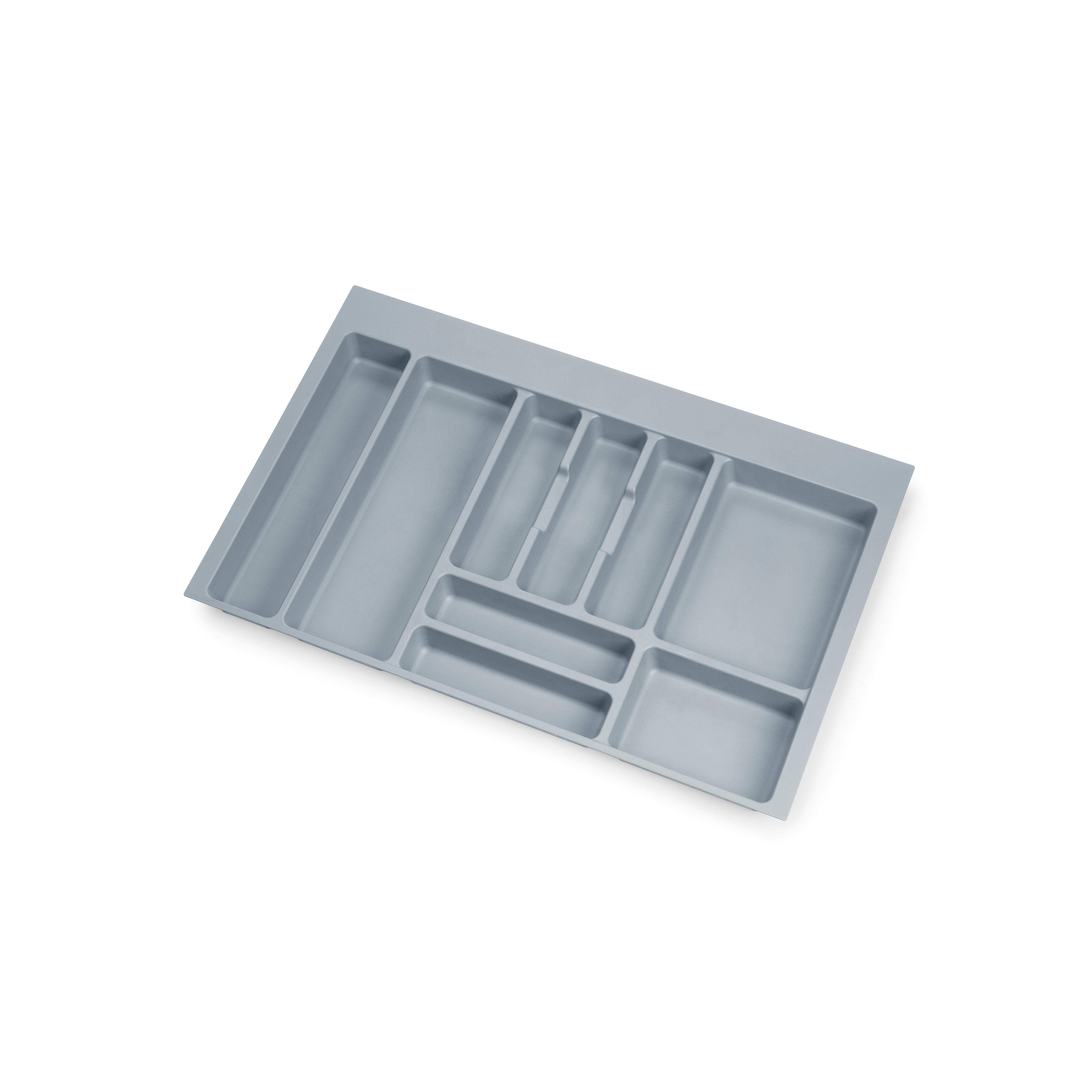 Cutlery tray for kitchen drawers, for cabinet 800mm, grey plastic
