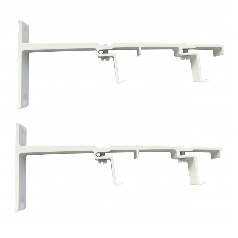 Double support 24x16, front clip, 80 to 140mm, white, 2 pieces