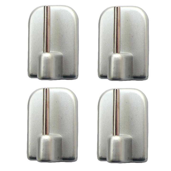 Adhesive rod holder, frosted nickel, 4 pieces