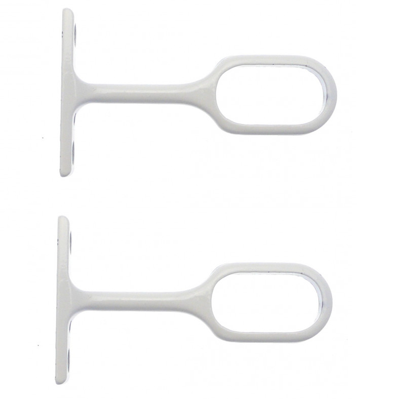 Oval tube holder for wardrobe, 30x15mm, projection 55mm, white, 2 pieces
