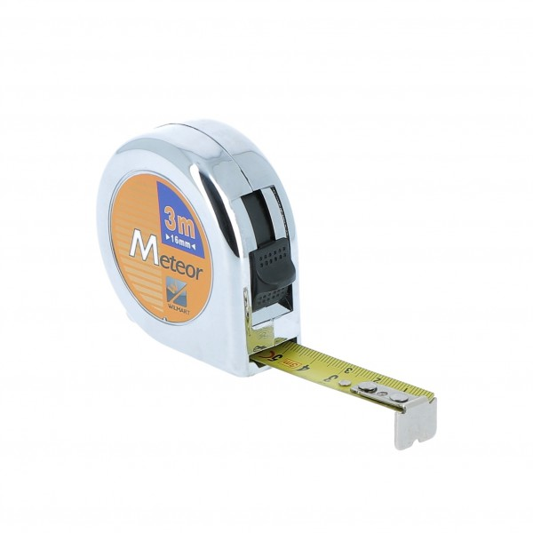 METEOR tape measure, abs chrome, 3m x 16mm