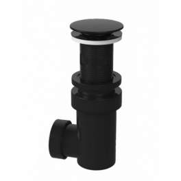 Universal drain with integrated siphon Trap for washbasin, click-clack valve D. 65 mm, black ABS - Valentin - Référence fabricant : 12240000500