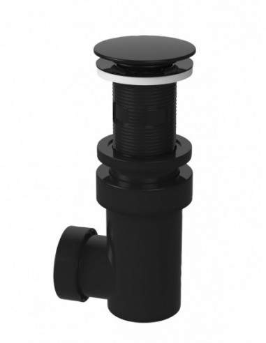 Scarico universale con sifone integrato Trappola per lavabo, valvola click-clack D. 65 mm, ABS nero