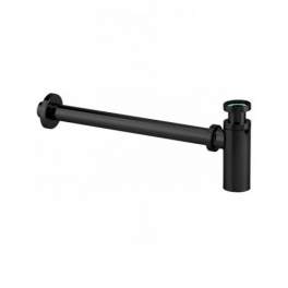 32mm cylindrical siphon with tube, 300mm wall outlet, black - Valentin - Référence fabricant : 13000000500