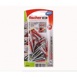 DUOPOWER plugs 6x30 with screws 4.5x40, 12 pieces - Fischer - Référence fabricant : 534997