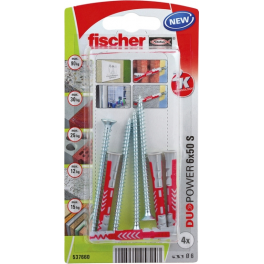 Tacos DUOPOWER 6x50 con tornillo 4,5x70, 10 piezas - Fischer - Référence fabricant : 537660