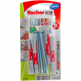 Tacos DUOPOWER 8x65 con tornillos 5x80, 4 piezas - Fischer - Référence fabricant : 537664