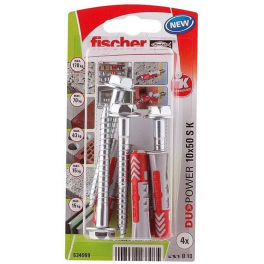 DUOPOWER dowels 10x50 with lag bolt 7x70, 4 pieces - Fischer - Référence fabricant : 534999