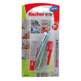 DUOPOWER dowels 12x60 with lag bolt 8x80, 2 pieces - Fischer - Référence fabricant : 537665