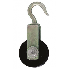 Galvanized steel hook pulley with 40mm roller, for 10mm rope - Chapuis - Référence fabricant : 551375