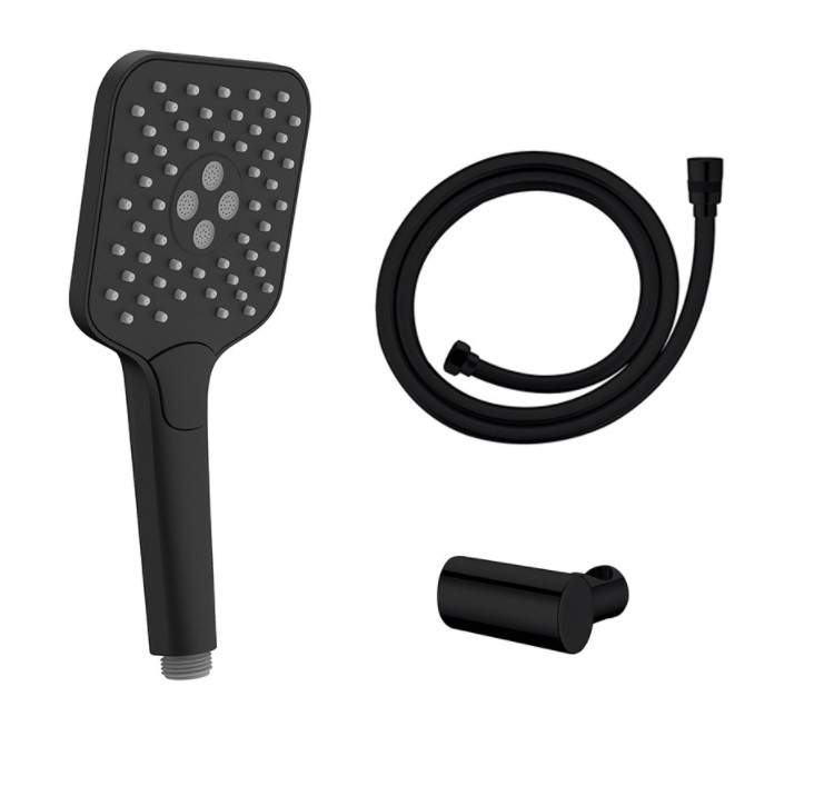 ABS hand shower with brass support and 1.5m hose, black matte
