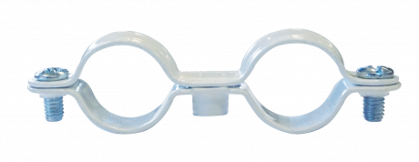 Cuello doble de 16 mm de diámetro, recubrimiento de rilsan blanco, 50 unidades