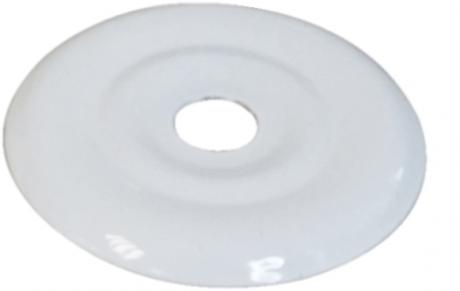 Flat rosette 32 mm diameter, white rilsan coating, 50 pieces
