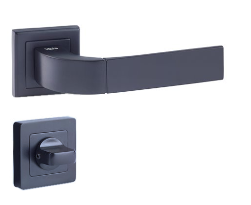 Door handle square 7, black, YALE Bologna, locking knob