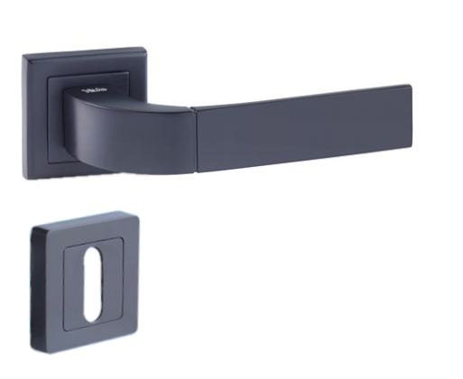 7" square door handle, black, YALE Bologna, key lock