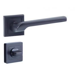 Maniglia della porta quadrata 7, nera, YALE Siena, pulsante di chiusura - Vachette - Référence fabricant : YPP7-S-CB