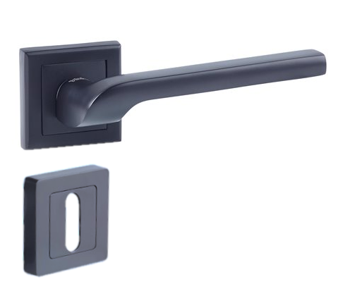7" square door handle, black, YALE Siena, with keyway