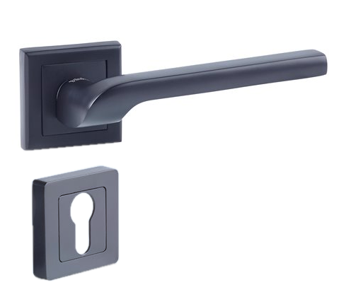 7" square door handle, black, YALE Siena, euro cylinder