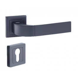 7" square door handle, black, YALE Bologna, with cylinder passage - Vachette - Référence fabricant : YPP7-B-PE