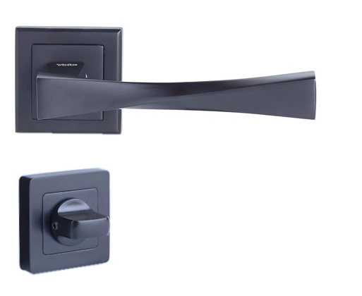 Door handle square 7, black, YALE Verona, locking button
