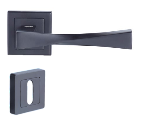7" square door handle, black, YALE Verona, keyway