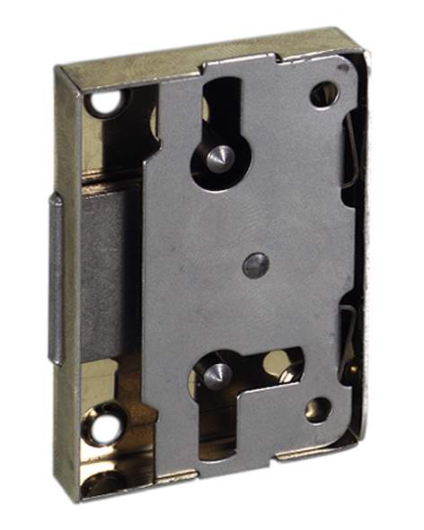 Serrure en applique pour porte gauche, droite ou tiroir, L39xH55xEP9mm, acier nickelé.