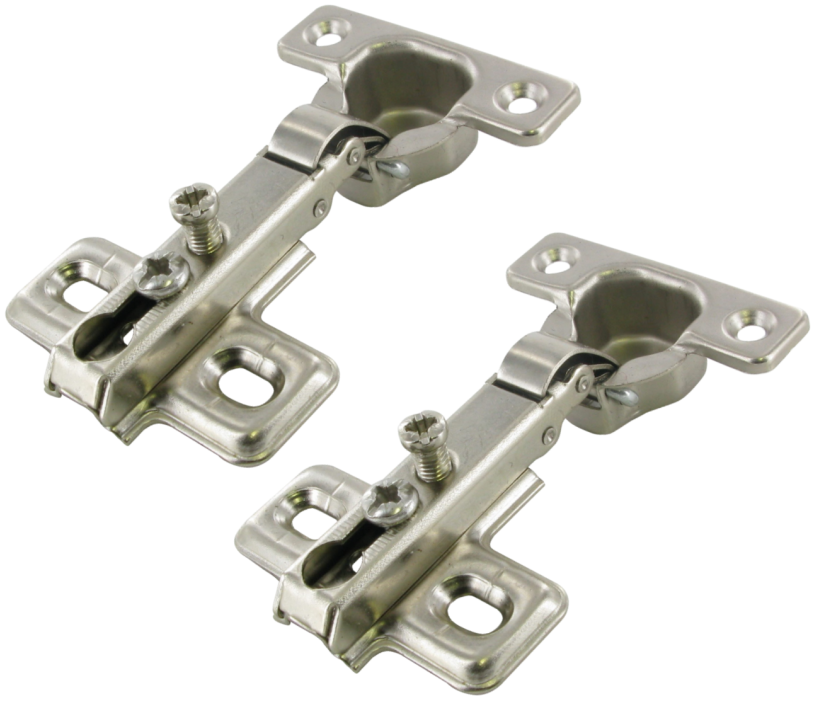 Invisible furniture hinges, 95° opening, nickel-plated steel D.26 mm, center distance 38 mm, 2 pieces
