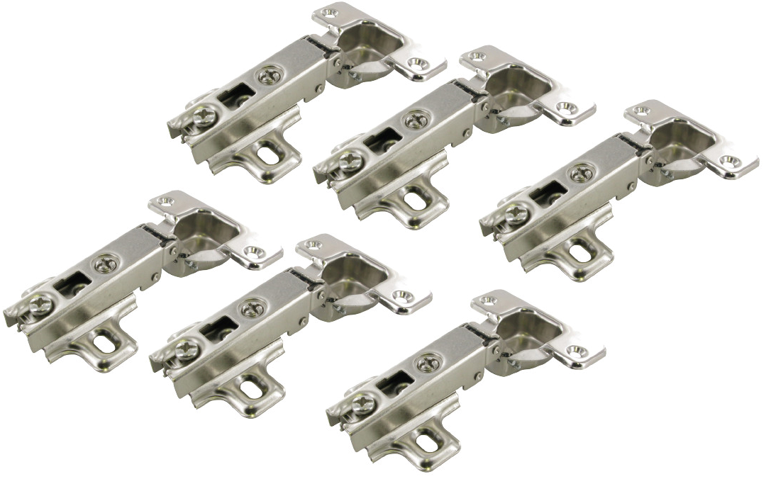 Invisible furniture hinges, 110° opening, nickel-plated steel D.35 mm, distance between centres 48 mm, 6 pieces