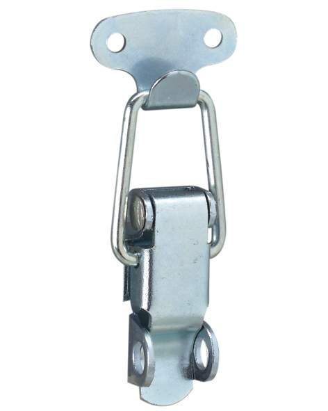 Lever lock hook with padlock holder, 60x1.3mm, galvanized steel.