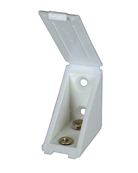 High angle cleat large model, L23xH40xD40mm, white PVC, 12 pieces.
