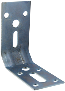 Truncated bracket with square ends reinforcement, surface mount assembly, 70x70x35 mm.