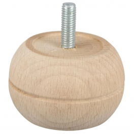 Pied de meuble, boule fixe M8 en pin brut, diamètre 52mm x hauteur 60mm. - CIME - Référence fabricant : 53551