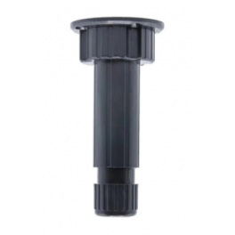 Foot for cylindrical kitchen cabinet, D. 28mm x H. 100 mm, plate D. 60 mm, black plastic - CIME - Référence fabricant : CQ.11060.1