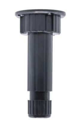 Piede per piedistallo cilindrico da cucina, D. 28mm x H. 100 mm, piastra di base D. 60 mm, plastica nera