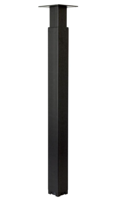 Pied droit pour table haute "CHARLY" en bois d'hêtre verni et acier noir, H 748 mm, D 50 mm