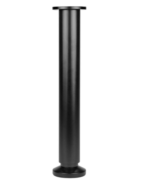 Pied cylindrique à visser en aluminium mat noir, platine D. 38 mm H.300mm