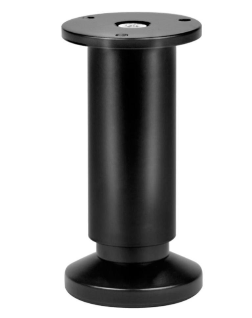 Base cilindrica a vite in alluminio nero opaco, piastra D. 38 mm H.120 mm