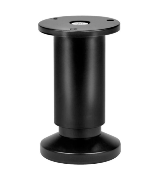 Screw-in cylindrical foot in black matte aluminum, plate D. 38 mm H.100 mm